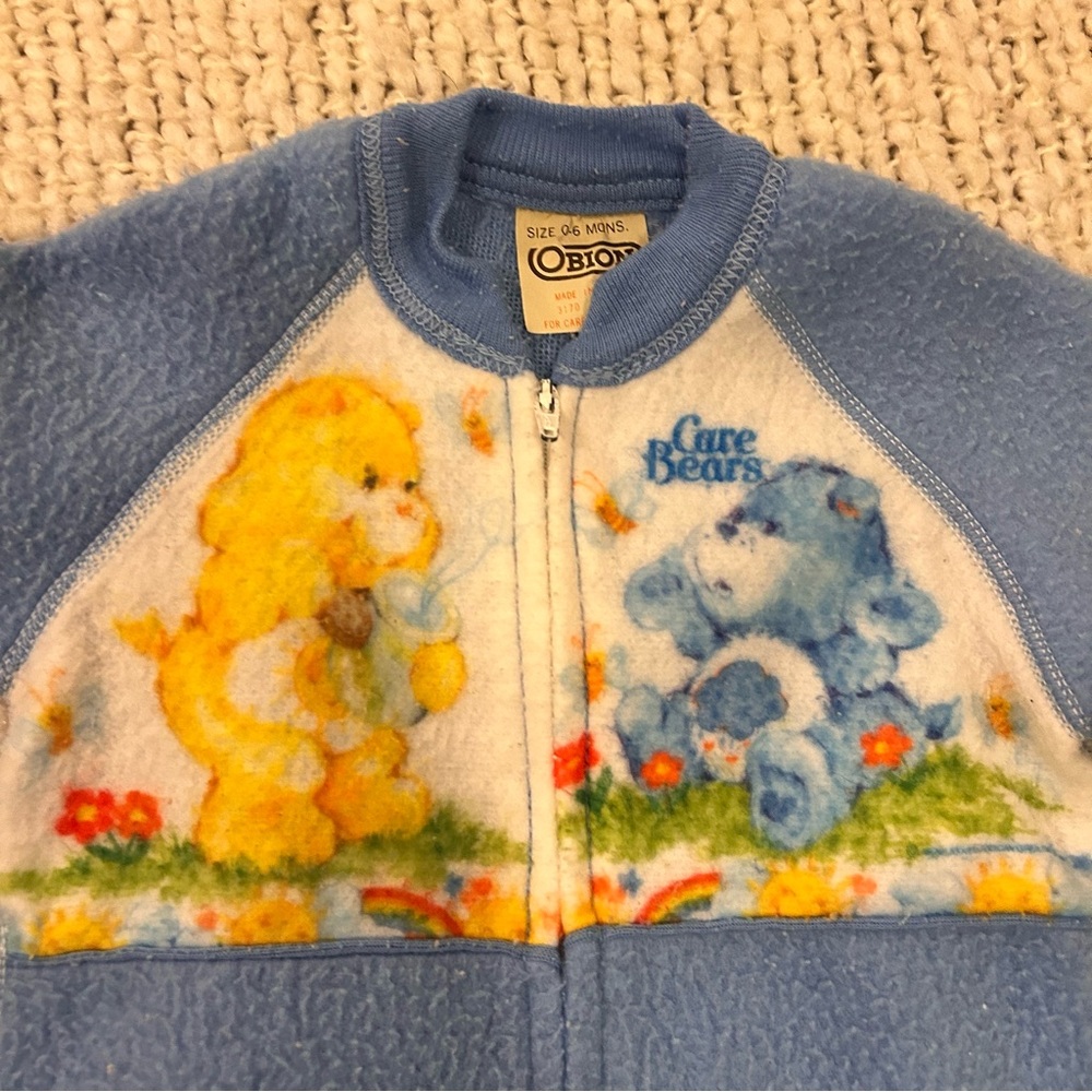 Vintage OBION Care Bears Blue and Yellow sleeper size 0-6 Months